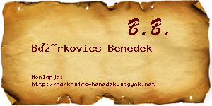 Bárkovics Benedek névjegykártya